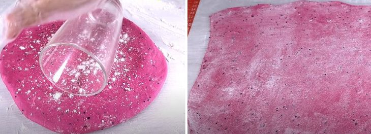 Step 3 Rolling and cutting the dough Dragon fruit noodles