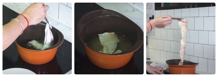 Step 2 Marinate and fry fish skin Salted egg fish skin