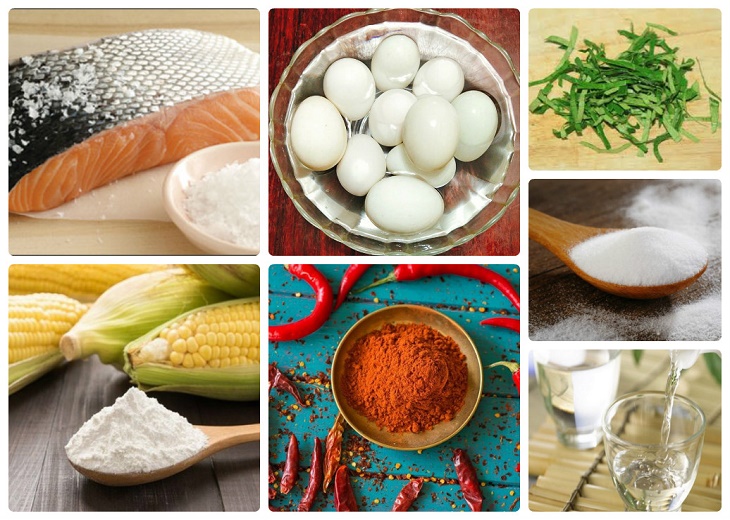 Ingredients for salted egg fish skin dish