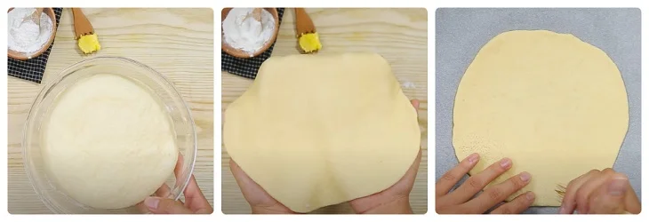 Step 2 Dough kneading and baking the crust Durian cheese pizza