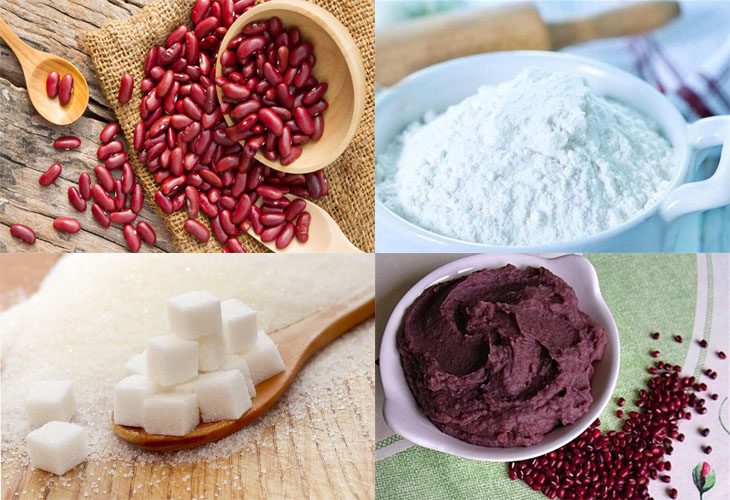 Ingredients for red bean jelly dish