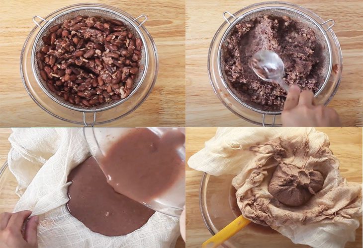 Step 2 Strain bean water Red bean jelly cake