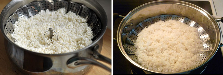 Step 2 Steam the sticky rice for Durian Sticky Rice