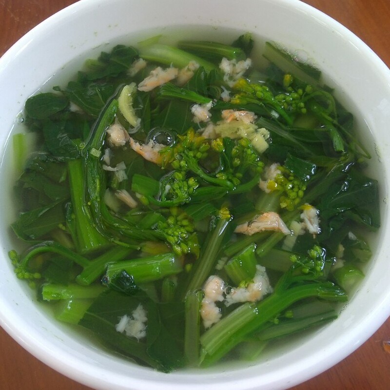 Step 3 Final product Broccoli soup with dried shrimp