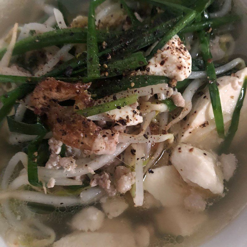 Step 4 Final product Soft tofu soup with scallion and minced meat