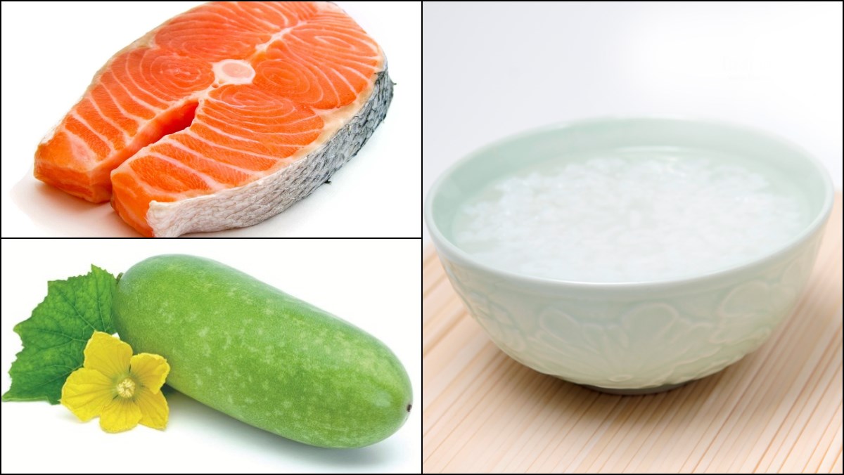 Ingredients for green squash salmon porridge