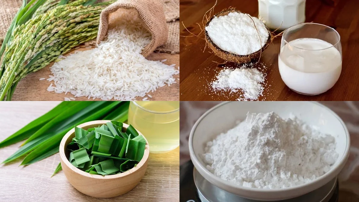 Ingredients for pandan leaf porridge