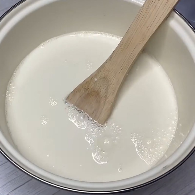 Step 1 Soak agar powder and activate gelatin Cheese Khúc Bạch Dessert