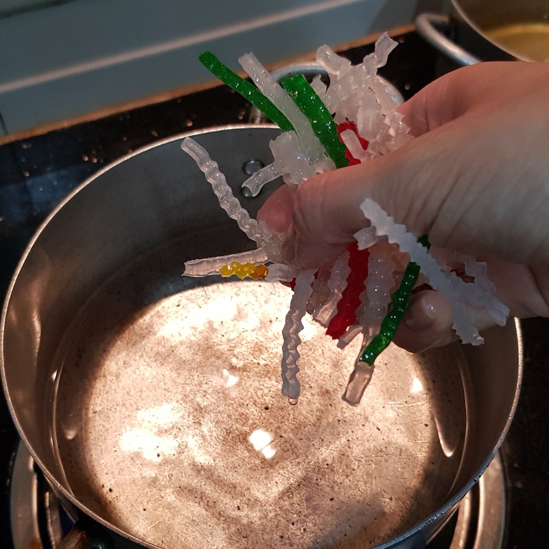 Step 2 Boil potato starch for coconut chia seed fruit jelly