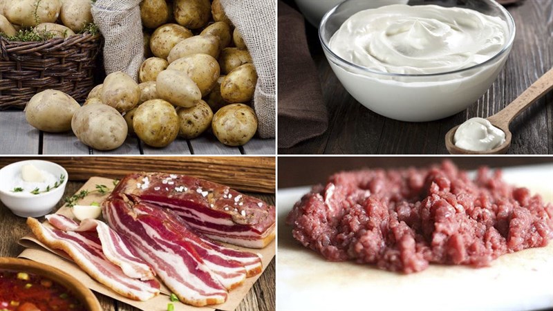 Ingredients for mashed potato bake