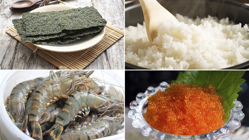 Ingredients for maki sushi dish