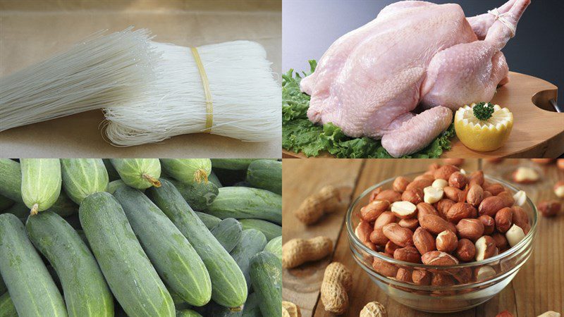 Ingredients for the dish 2 ways to make chicken mixed vermicelli