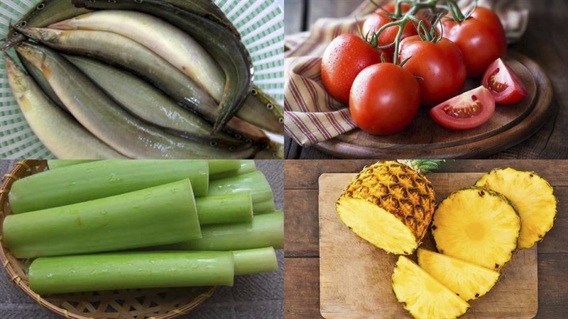 Ingredients for the dish 2 ways to make snakehead fish soup