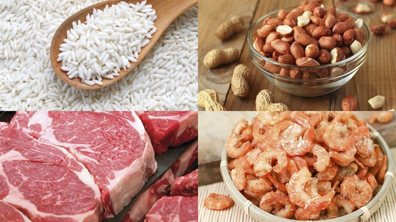 Ingredients for the dish of sticky rice with peanuts and savory sticky rice with peanuts