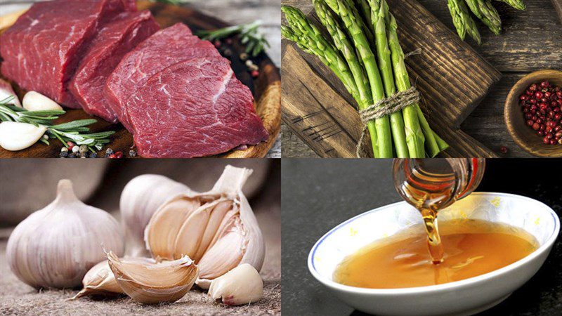 Ingredients for the dish 2 ways to make stir-fried beef with asparagus