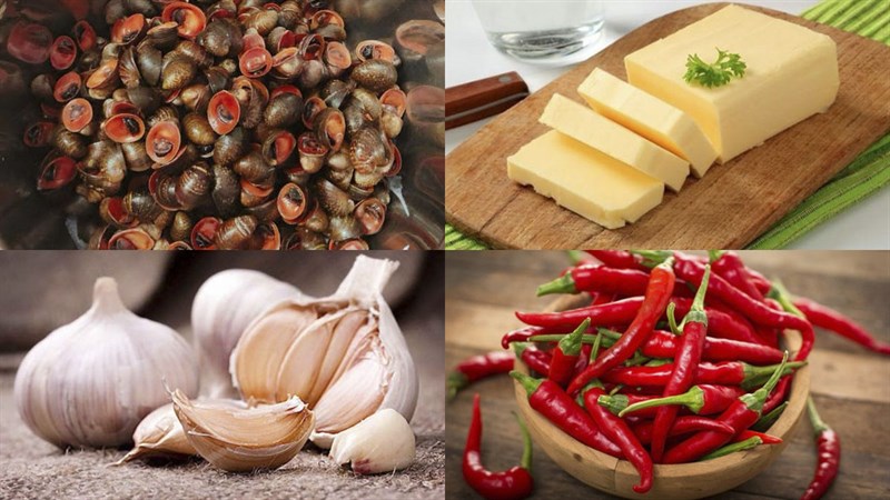 Ingredients for coconut snail stir-fried with butter