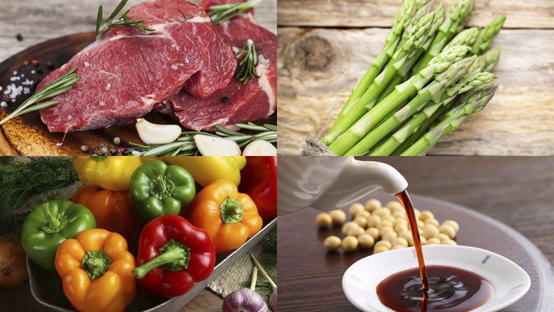 Ingredients for the dish 2 ways to make stir-fried beef with asparagus