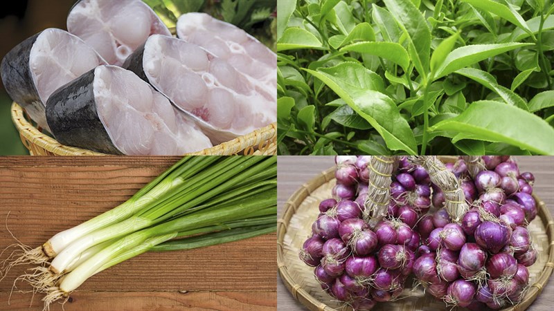 Ingredients for mackerel stew with green tea
