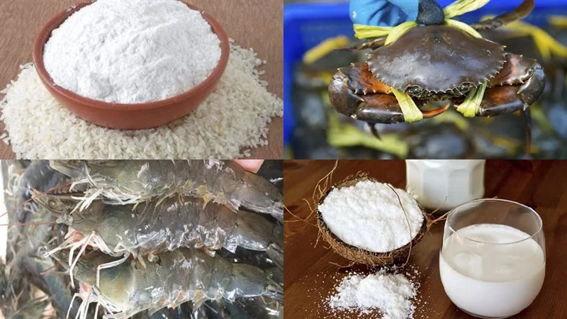 Ingredients for crab noodle soup with coconut milk
