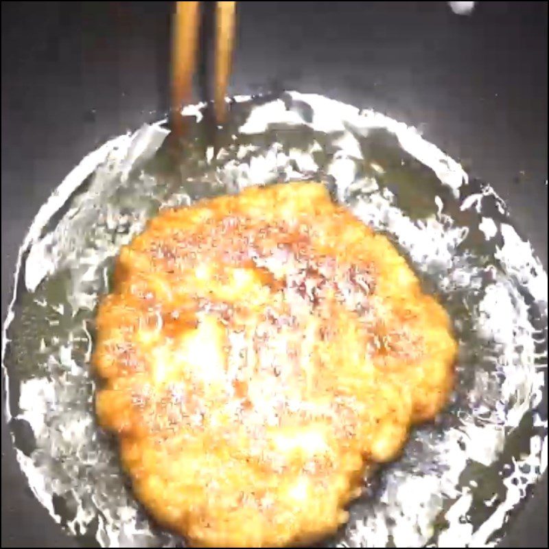 Step 4 Fry the fish cake for Bun Cha Ca Hoi