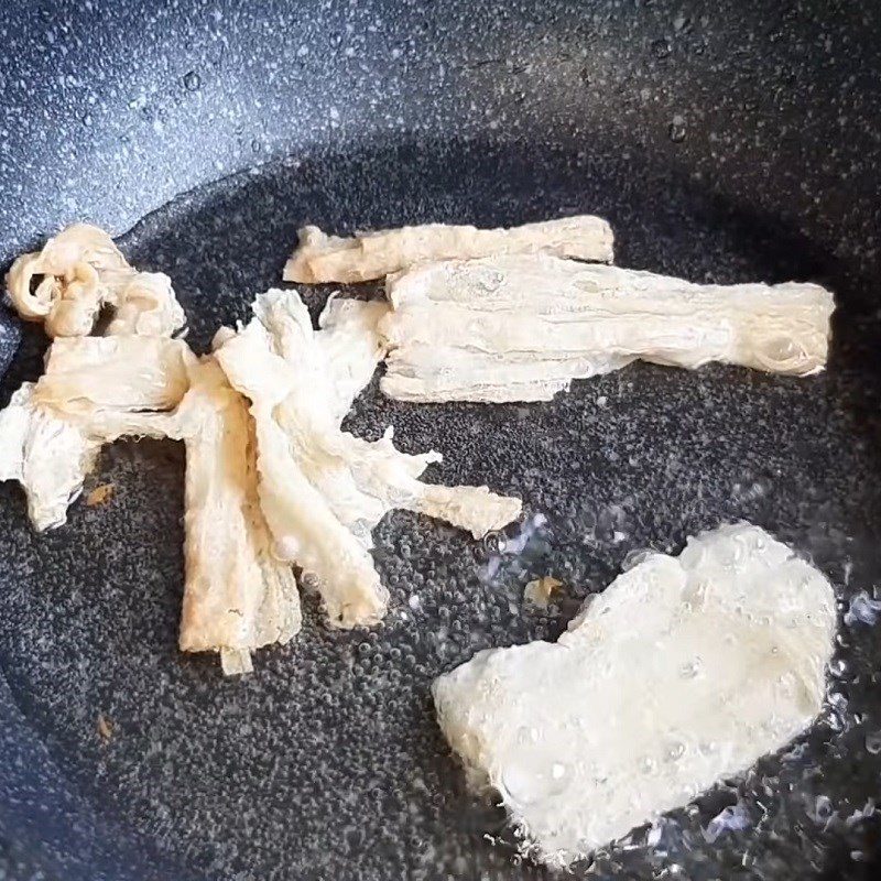 Step 2 Fry the bean curd skin for Vegetarian Salad from Cassava