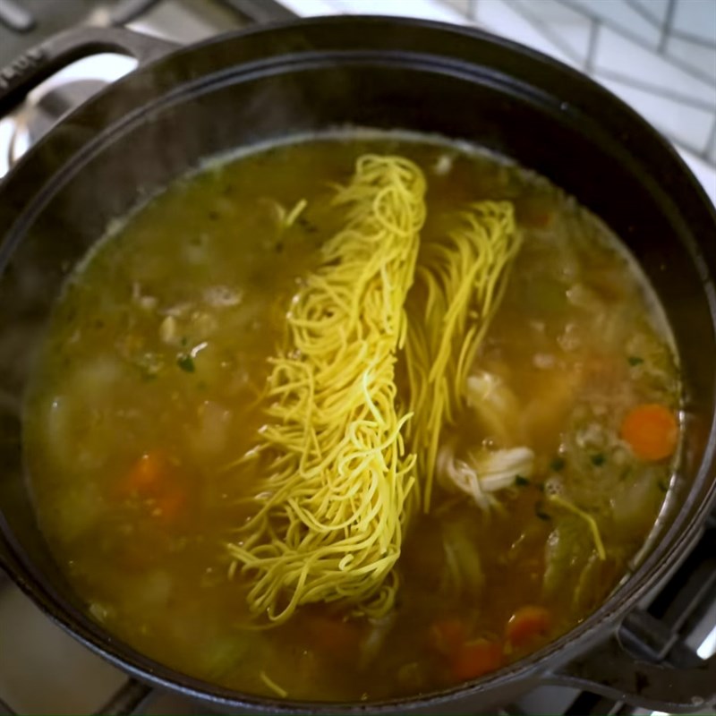 Step 5 Add noodles and finish Chicken noodle vegetable soup