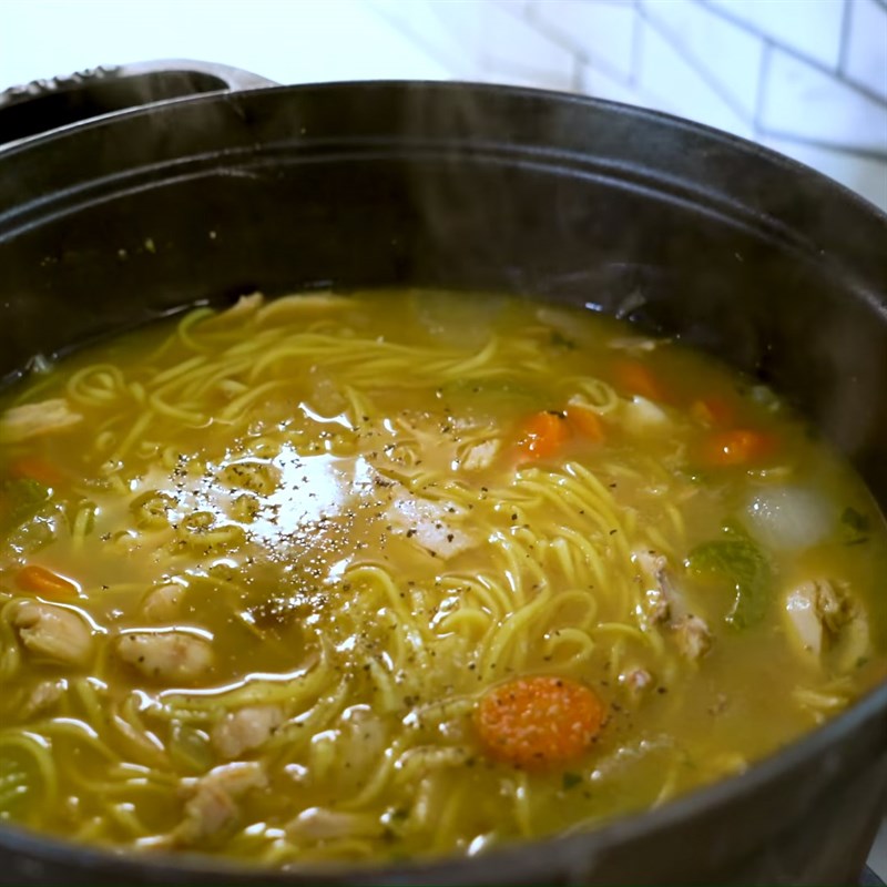 Step 5 Add noodles and finish Chicken noodle vegetable soup