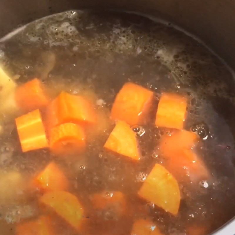 Step 4 Add vegetables Beef rib porridge with mung beans