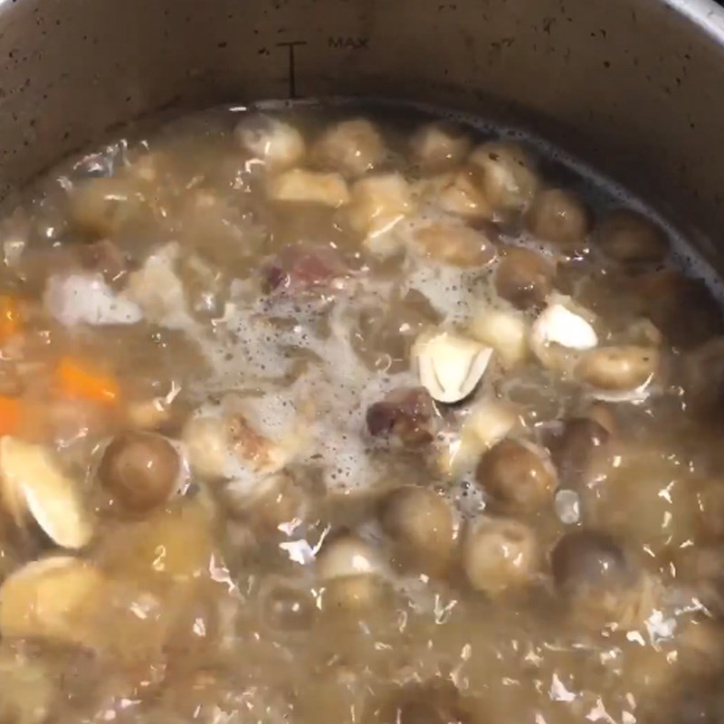 Step 4 Add vegetables Beef rib porridge with mung beans