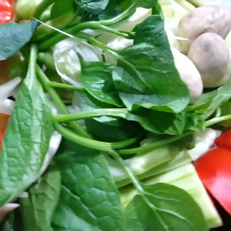 Step 1 Prepare the Vegetables for Mekong Delta Seafood Crab Hot Pot