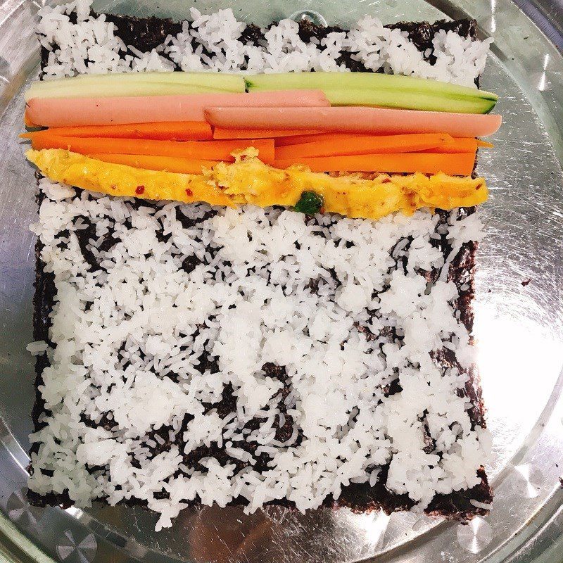 Step 3 Roll the kimbap for Korean Kimbap