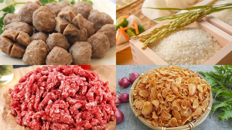 Ingredients for beef ball porridge