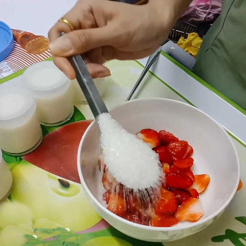 Step 2 Soak strawberries with yogurt Strawberry soaked in yogurt