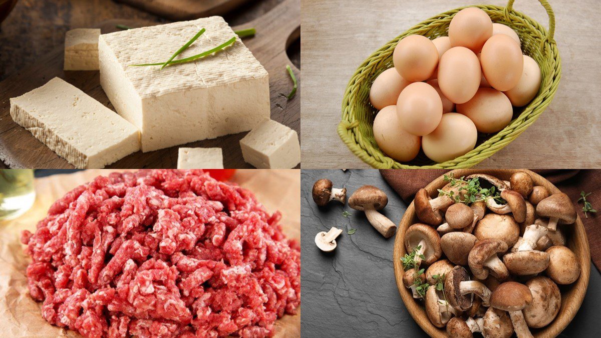 Ingredients for the scrambled tofu egg dish