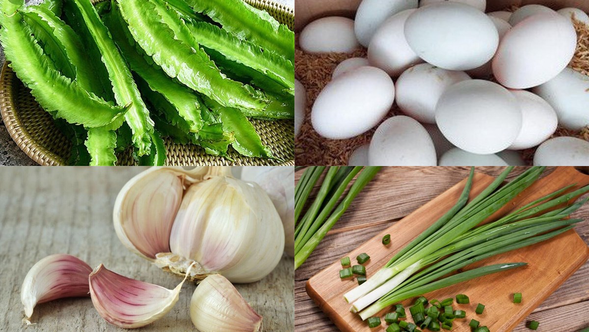Ingredients for stir-fried winged beans with eggs