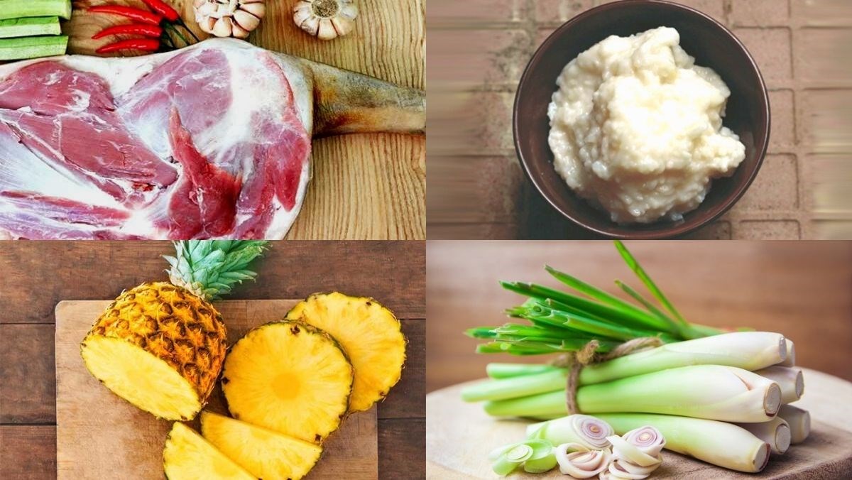Ingredients for goat meat dipped in fermented rice