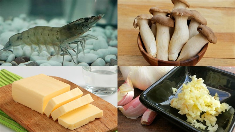 Ingredients for stir-fried shrimp with chicken leg mushrooms