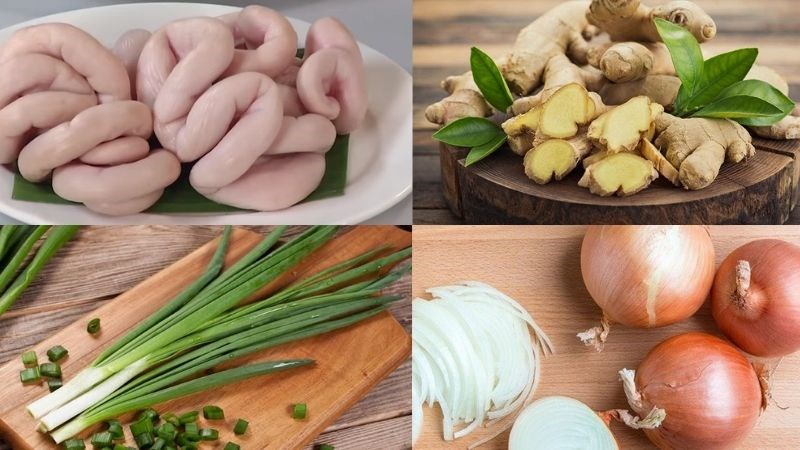 Ingredients for ginger and perilla steamed sausage dish