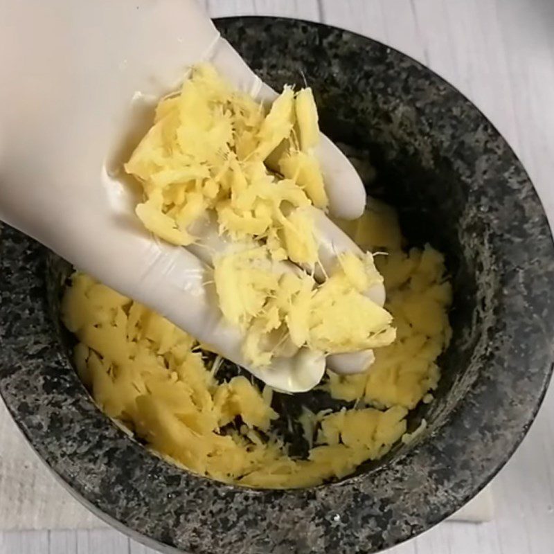 Step 2 Crush and cook ginger water Pineapple ginger lemon juice