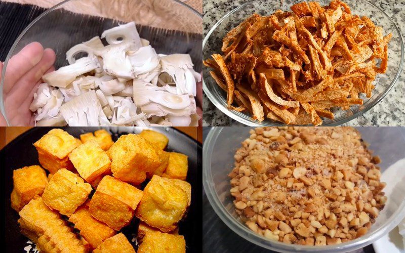 Ingredients for the dish of young jackfruit salad