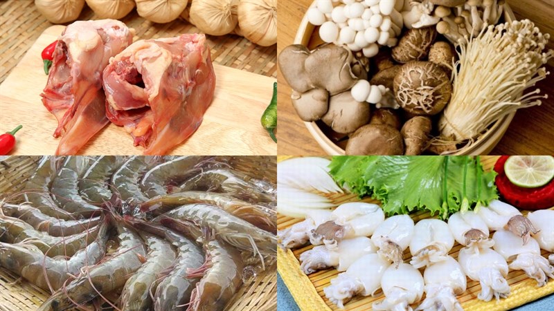 Ingredients for the dish 2 ways to cook seafood hotpot