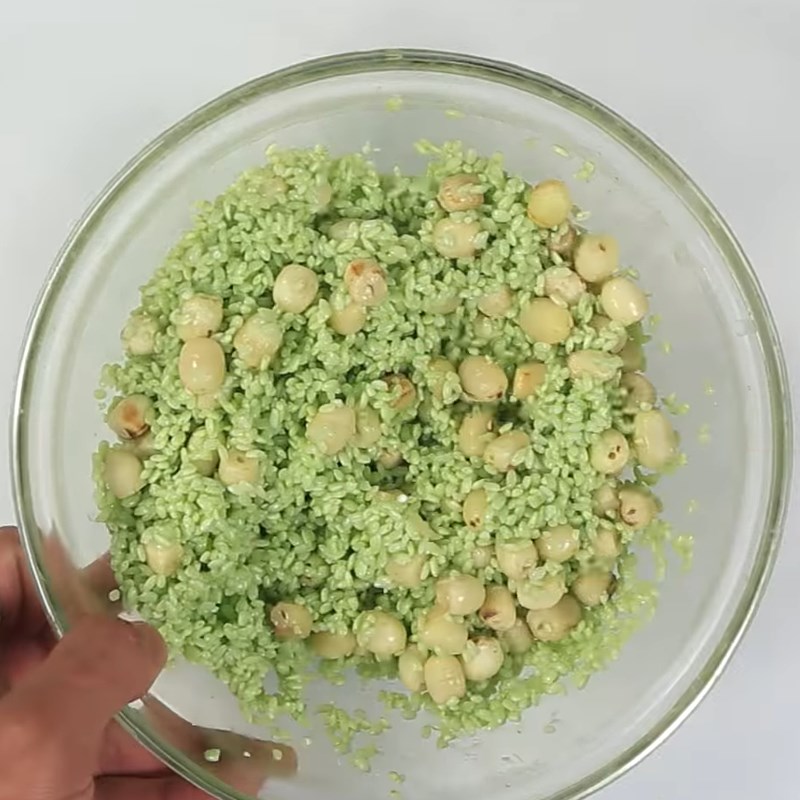 Step 2 Steam the Sticky Rice for Pandan Leaf Lotus Seed Sticky Rice