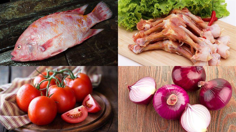 Ingredients for red tilapia noodle soup