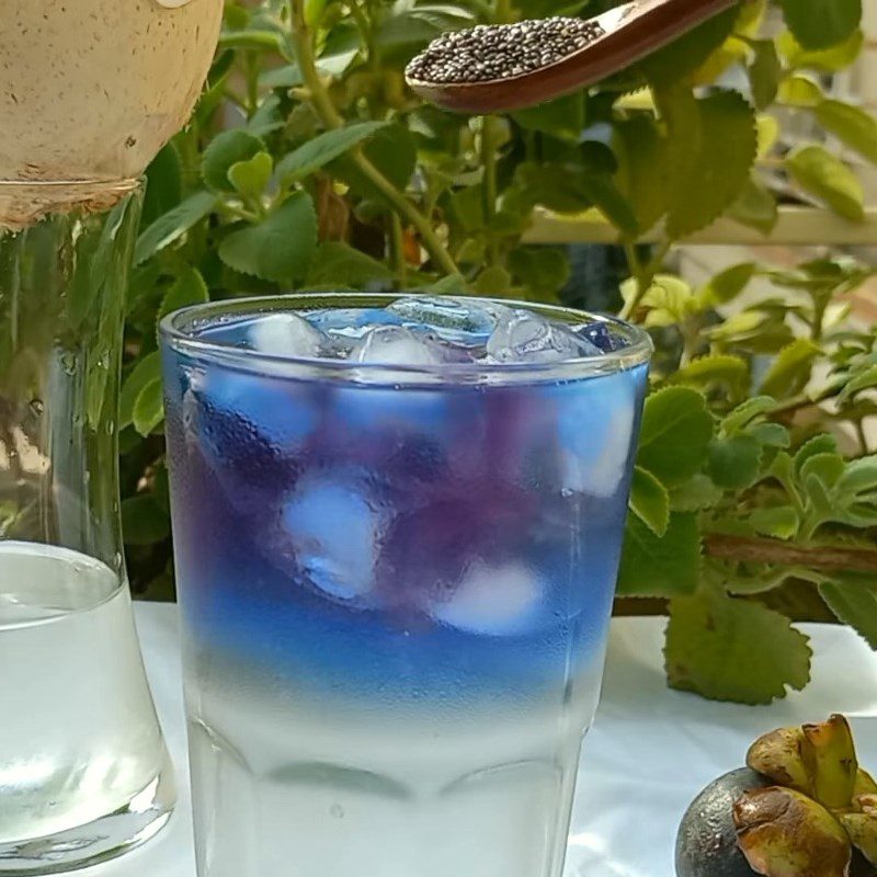 Step 2 Completion Coconut Water with Chia Seeds and Butterfly Pea Flower