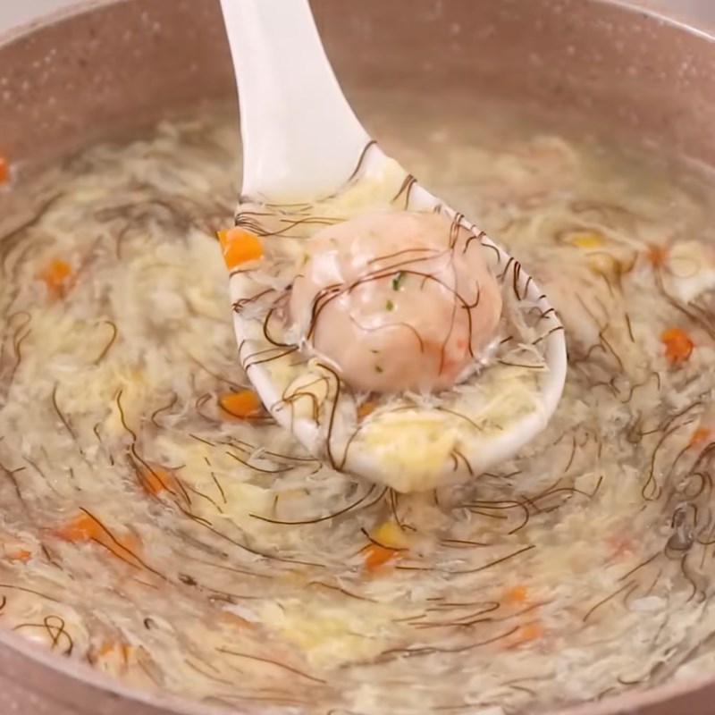 Step 4 Finalization Cheese shrimp balls soup