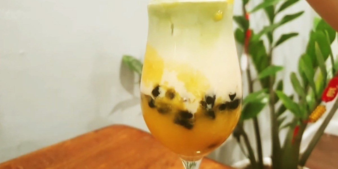 how to make mango matcha milk tea with sweet black pearl 10493