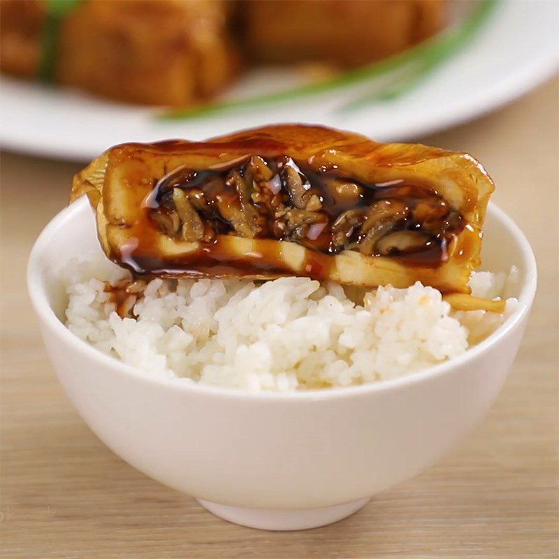 Step 5 Finished Product Stuffed Tofu with Mushrooms Braised in Coconut Water