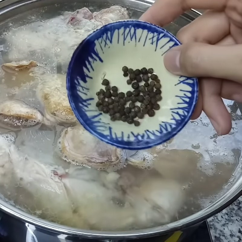 Step 2 Simmer chicken Chicken noodle soup with mushrooms