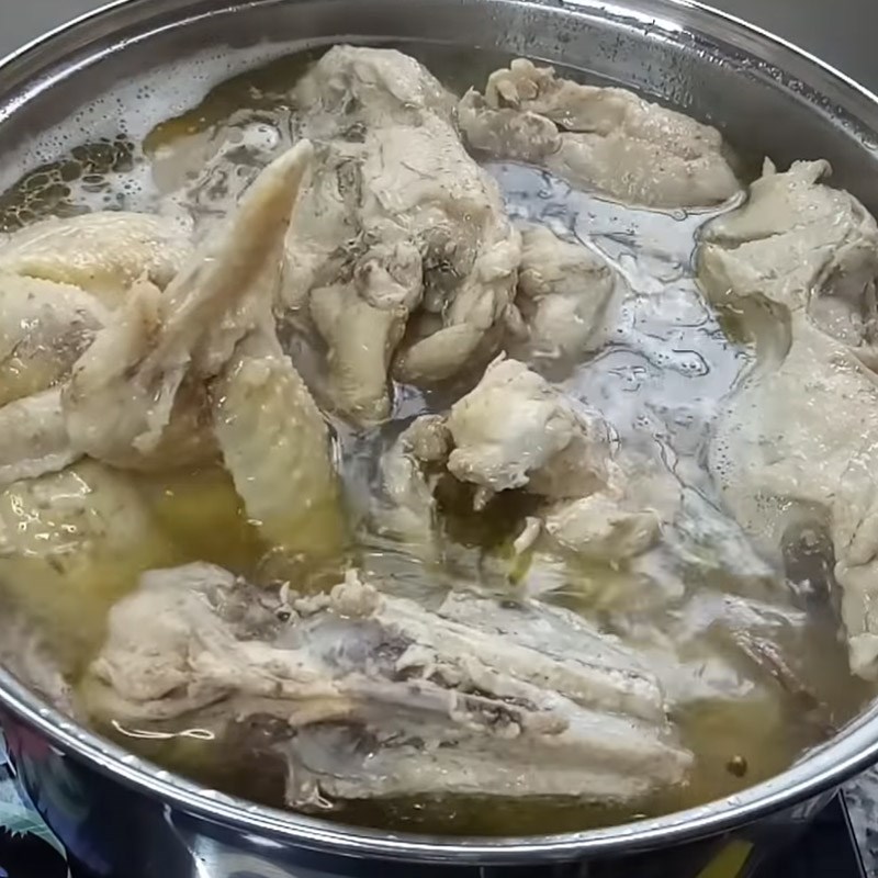 Step 2 Simmer chicken Chicken noodle soup with mushrooms