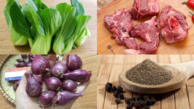 Ingredients for bok choy soup with pork bones